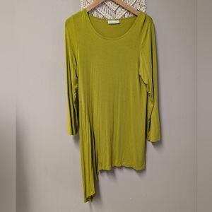 Bryn Walker Asymmetric Tunic Top Small Chartreuse Green Micro Modal Soft Stretch